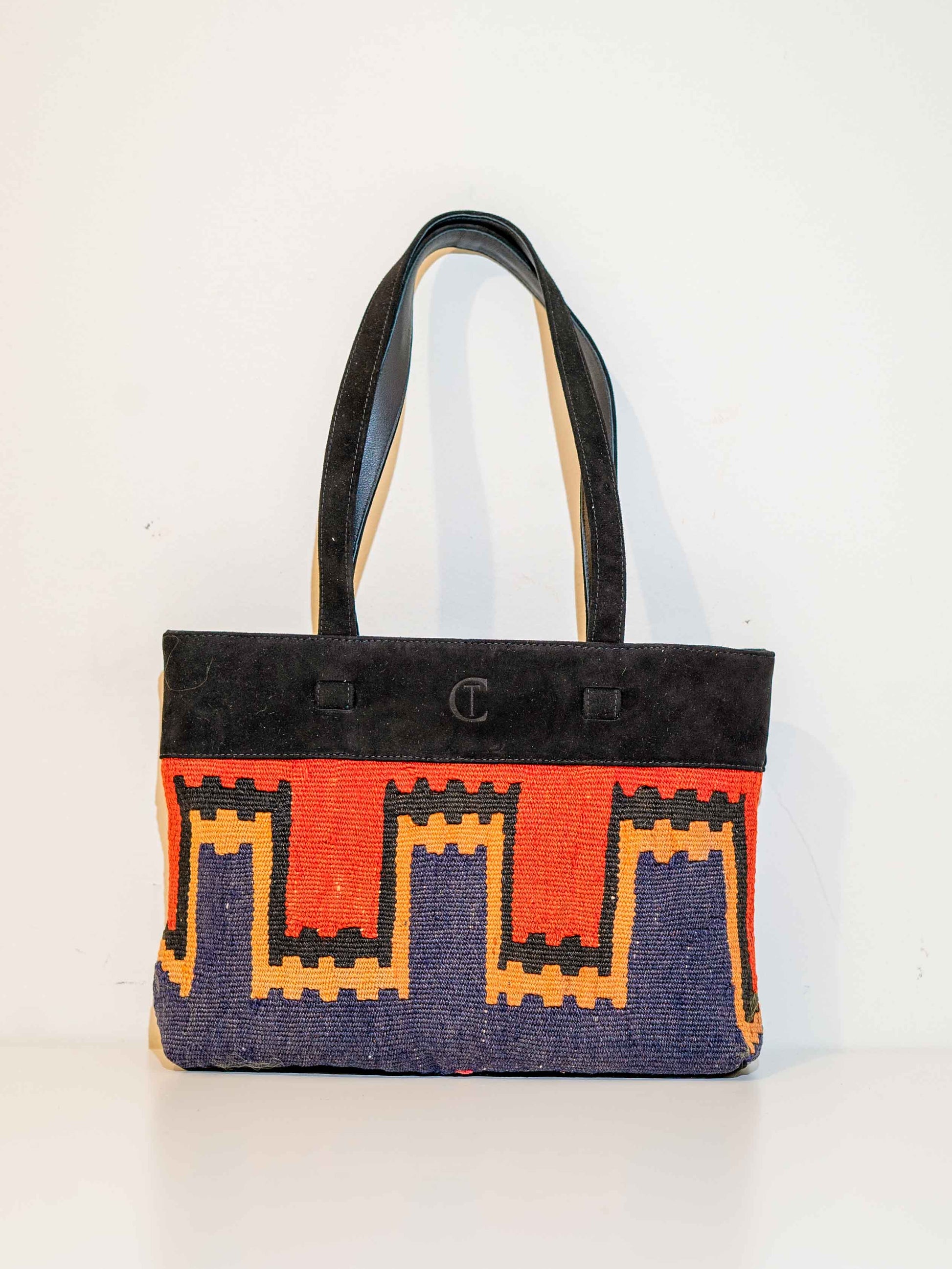Handmade Kilim and Leather Bucket Handbag